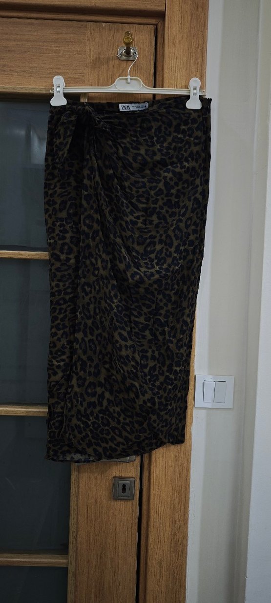 Leopar Desenli Kadın Midi Etek - Görsel 4