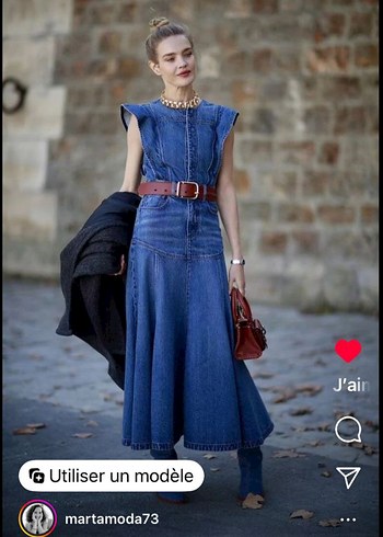 h&m farbaralı yumuşak Jean elbise