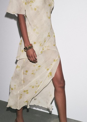 zara pelerin detaylı elbise - Görsel 5