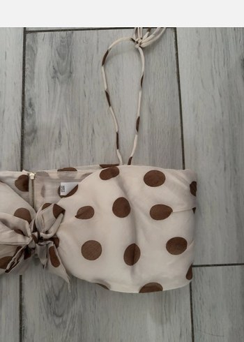 Mango Kahverengi Puantiyeli Bohem Kadın Bralet - Görsel 6