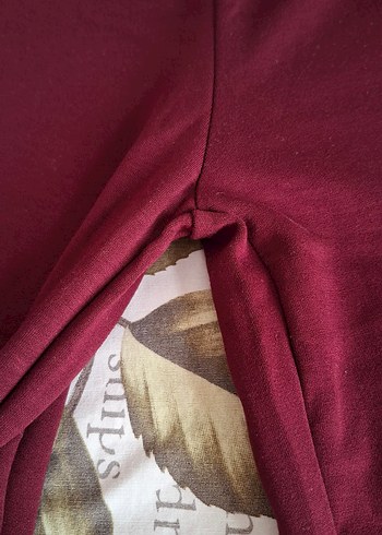 Bordo Kadın rahat Kesim Pantolon palazzo kararmaz taki hediyeli - Görsel 2