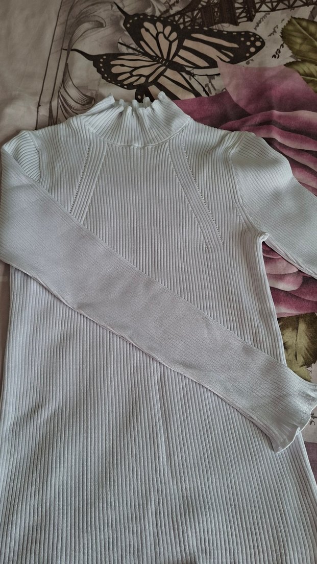 Kadın Beyaz Boğazlı Triko Kazak kararmaz taki hediyeli - Görsel 3