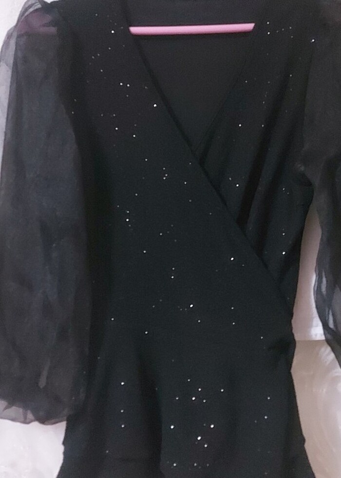 Simli abiye bluz  kararmaz taki hediyeli - Görsel 4