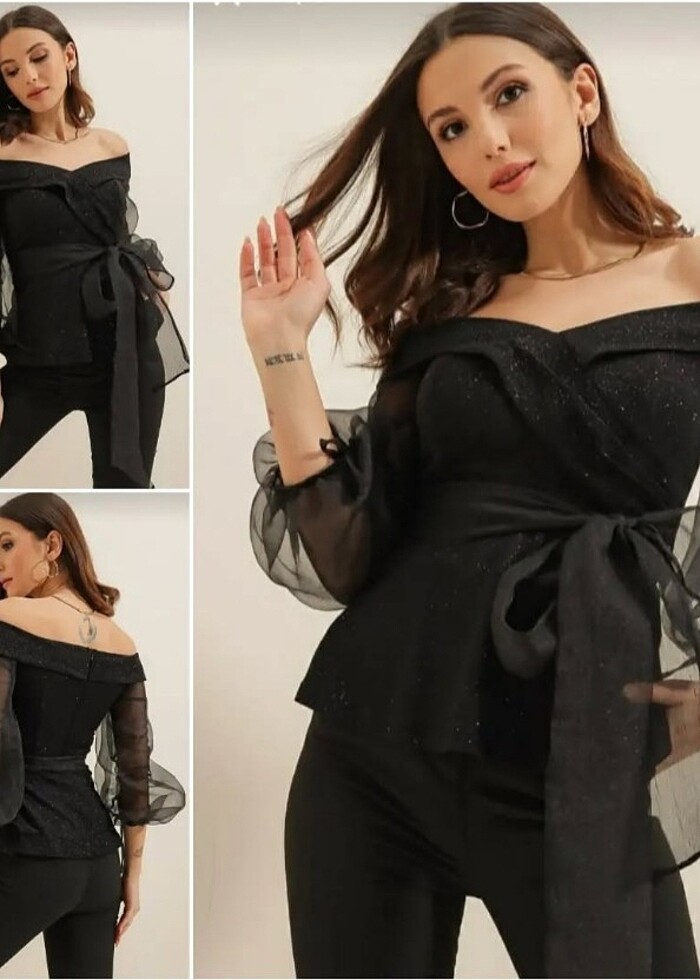 Simli bluz kararmaz taki hediyeli - Görsel 2