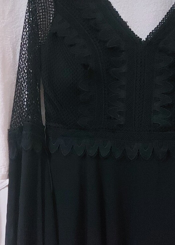 Şifon  akşam elbise kararmaz taki hediyeli - Görsel 4