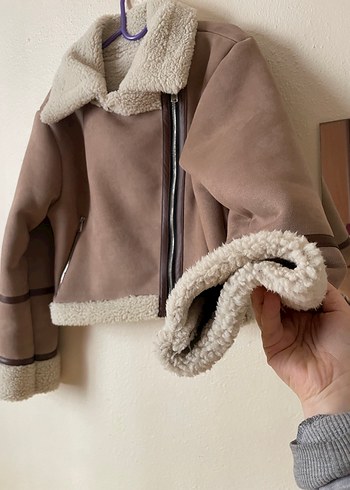 Kürk Detaylı Kısa Süet Kadın Ceket - Görsel 3