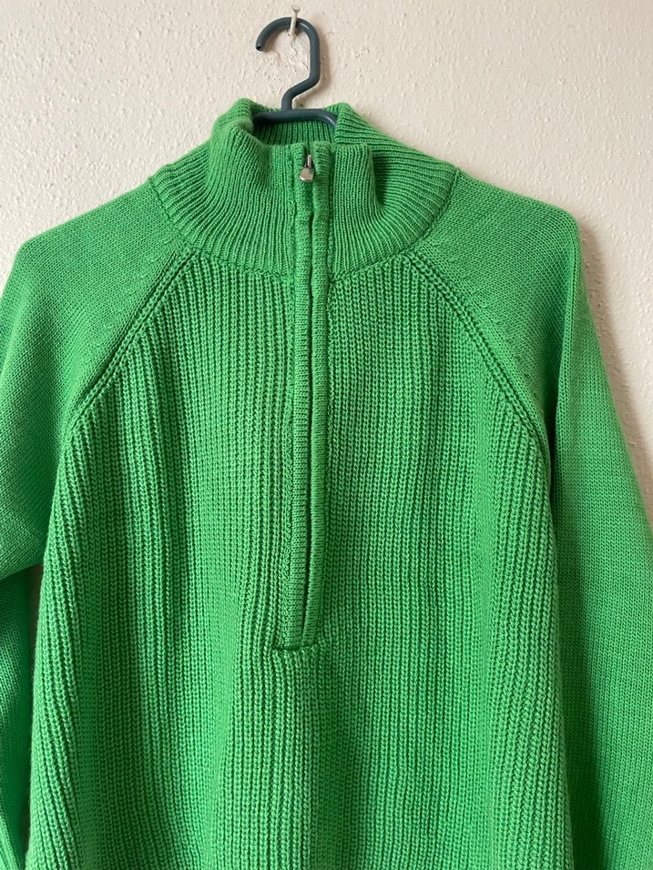 Yeşil Yarım Fermuarlı Yüksek Yakalı Kazak - Görsel 5