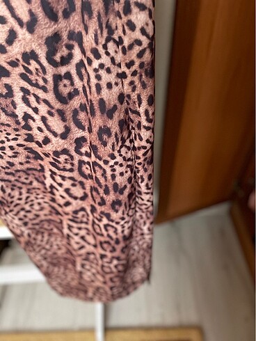 38 Beden camel Renk LEOPAR YAZLIK ELBİSE