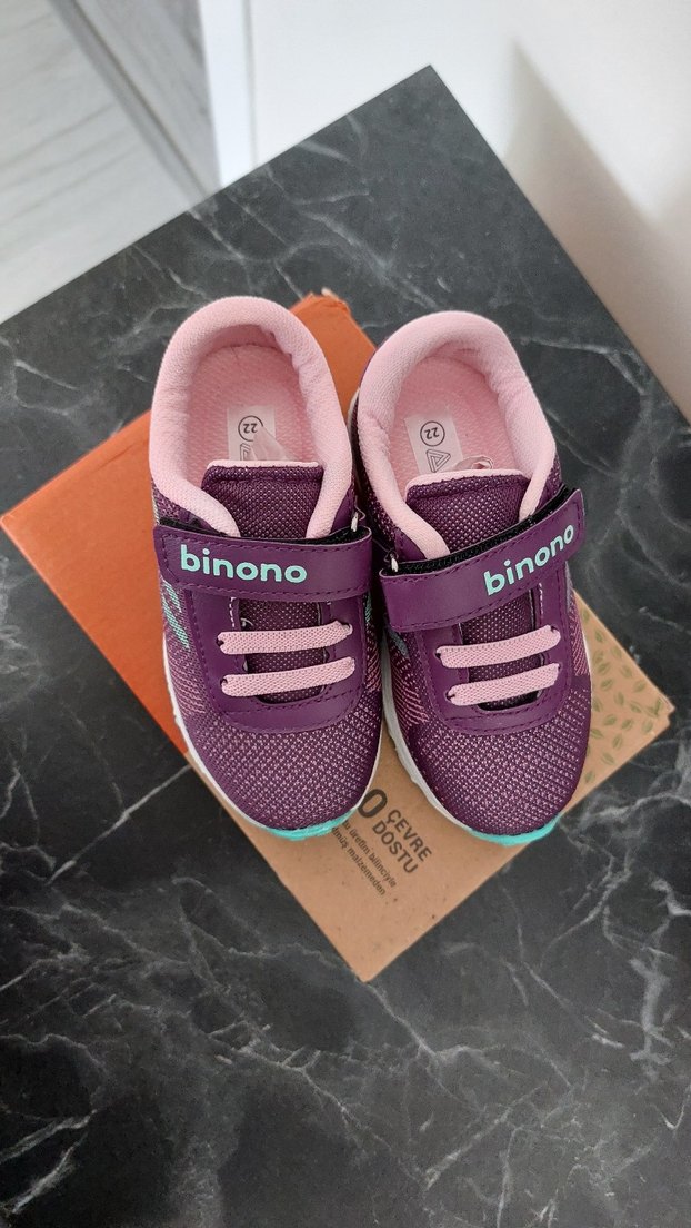 Mor Kız Çocuk Spor Ayakkabı Velcro Bantlı - Görsel 3