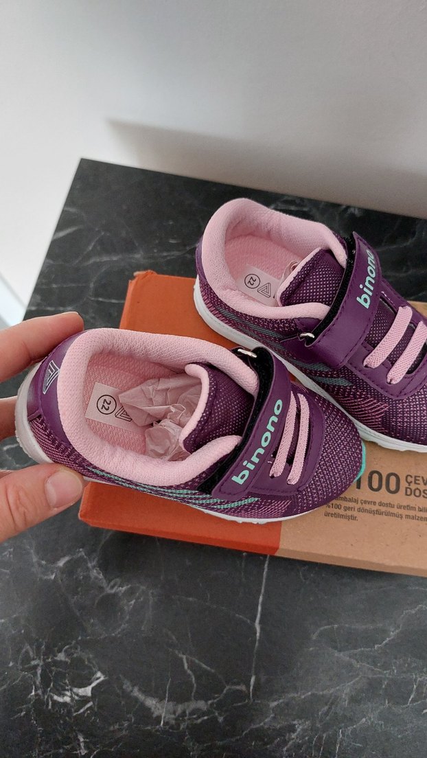 Mor Kız Çocuk Spor Ayakkabı Velcro Bantlı - Görsel 4