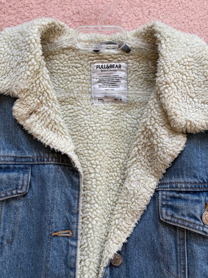 Peluş Detaylı Mavi Kadın Denim Ceket - Görsel 2