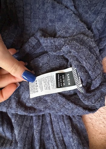 Lacivert İnce Örgü Boğazlı Kadın Kazak Elbise - Görsel 4