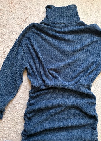 Lacivert İnce Örgü Boğazlı Kadın Kazak Elbise - Görsel 2