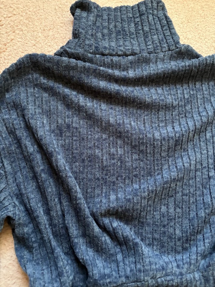 Lacivert İnce Örgü Boğazlı Kadın Kazak Elbise - Görsel 3