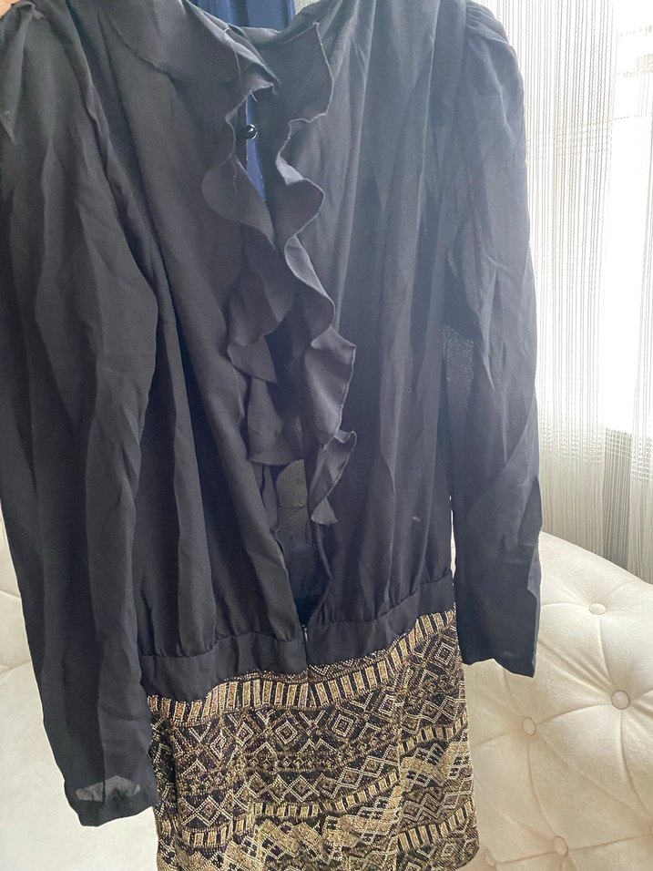 Fırfırlı Siyah Desenli tulum - Görsel 2