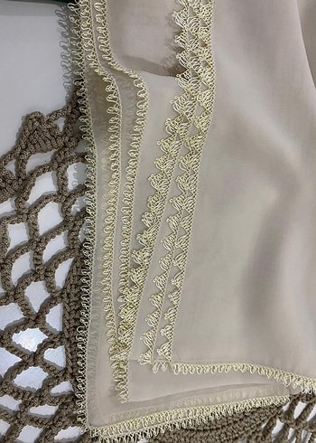 Dantel Detaylı Turkuaz İpek Kadın Fular - Görsel 3