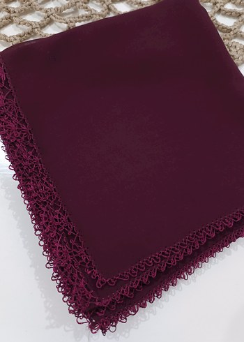 Bordo Dantelli Kadın Şal - Görsel 2