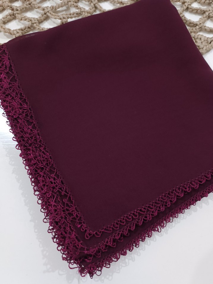 Bordo Dantelli Kadın Şal - Görsel 2