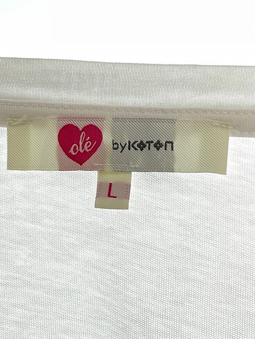 l Beden beyaz Renk Koton T-shirt %70 İndirimli.
