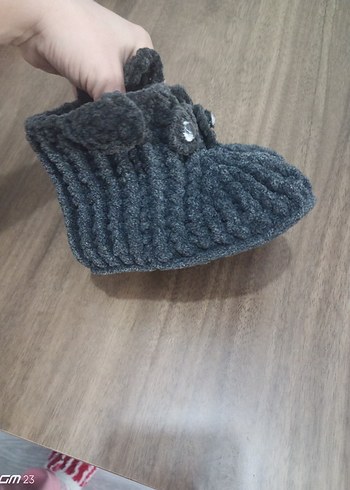 Gri Örgü Erkek Bebek Patik - Görsel 4