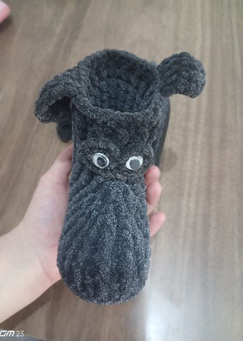 Gri Örgü Erkek Bebek Patik - Görsel 2