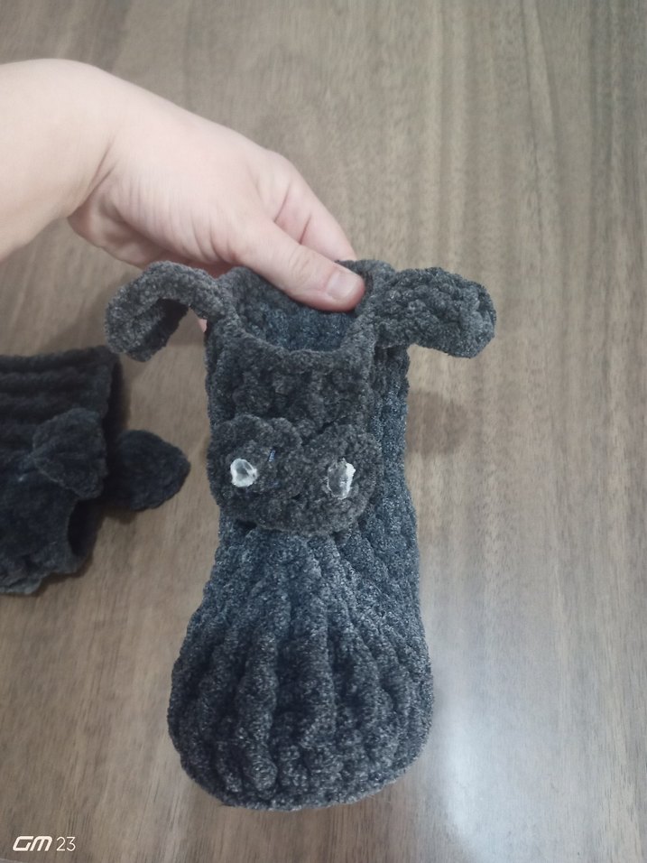 Gri Örgü Erkek Bebek Patik - Görsel 3