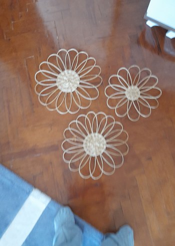 Bohem Tarzda Hasır Çiçek Duvar Süsü Seti