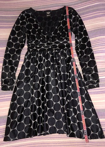 Uzun Kollu Puantiyeli Elbisesi - Görsel 4