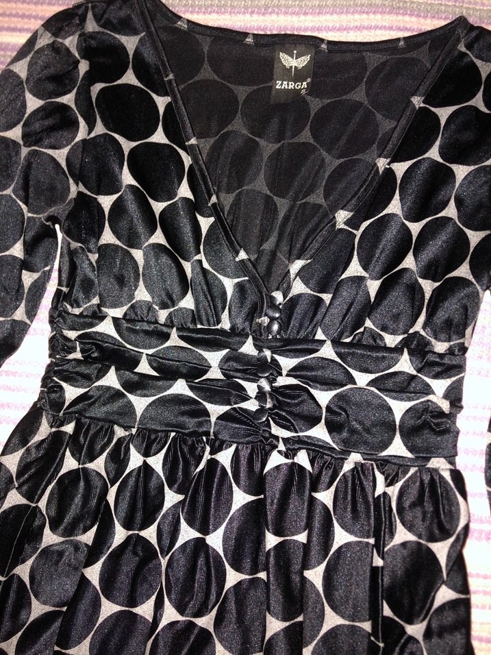 Uzun Kollu Puantiyeli Elbisesi - Görsel 5