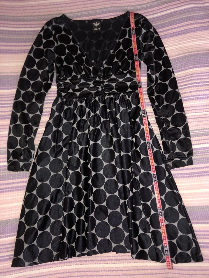 Uzun Kollu Puantiyeli Elbisesi - Görsel 4