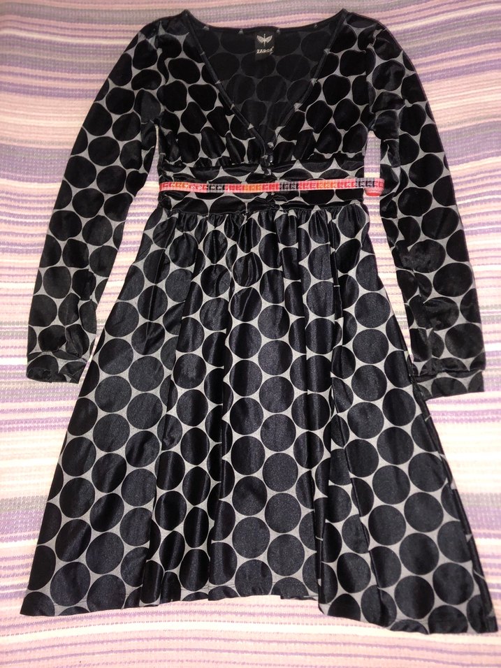 Uzun Kollu Puantiyeli Elbisesi - Görsel 3