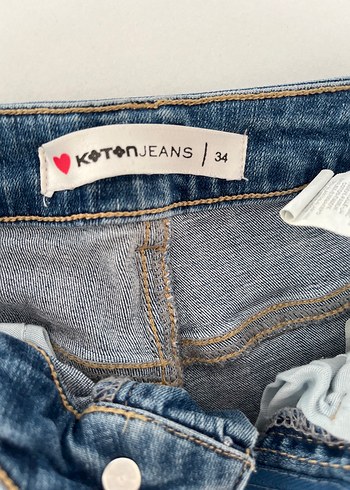 Nakışlı Mavi Gri Mini Kot Şort - Görsel 2