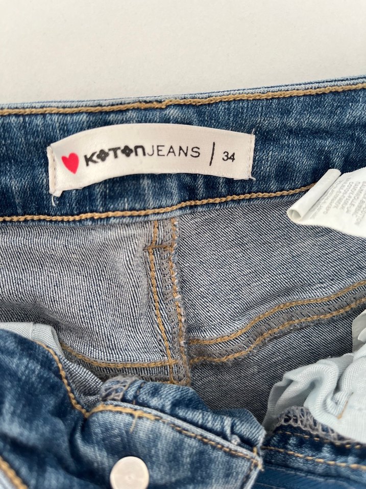 Nakışlı Mavi Gri Mini Kot Şort - Görsel 2