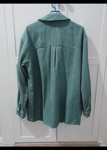 Düğmeli Yeşil Kadın Gömlek - Görsel 3