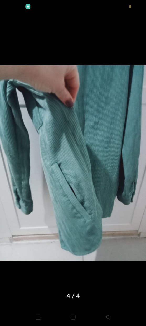 Düğmeli Yeşil Kadın Gömlek - Görsel 4