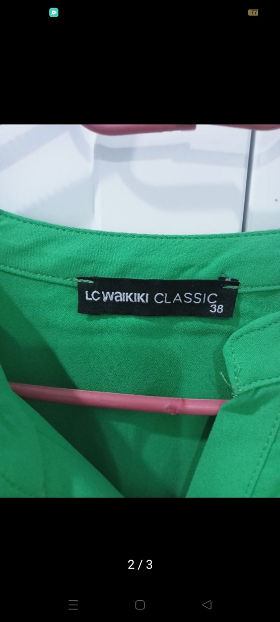 Kadın Yeşil V Yaka Kısa Kollu Bluz - Görsel 2