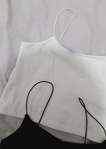 Siyah Ve Beyaz Askısız Basic Kadın Atlet - Görsel 2