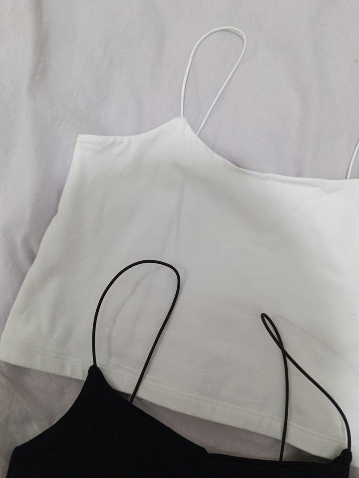 Siyah Ve Beyaz Askısız Basic Kadın Atlet - Görsel 2