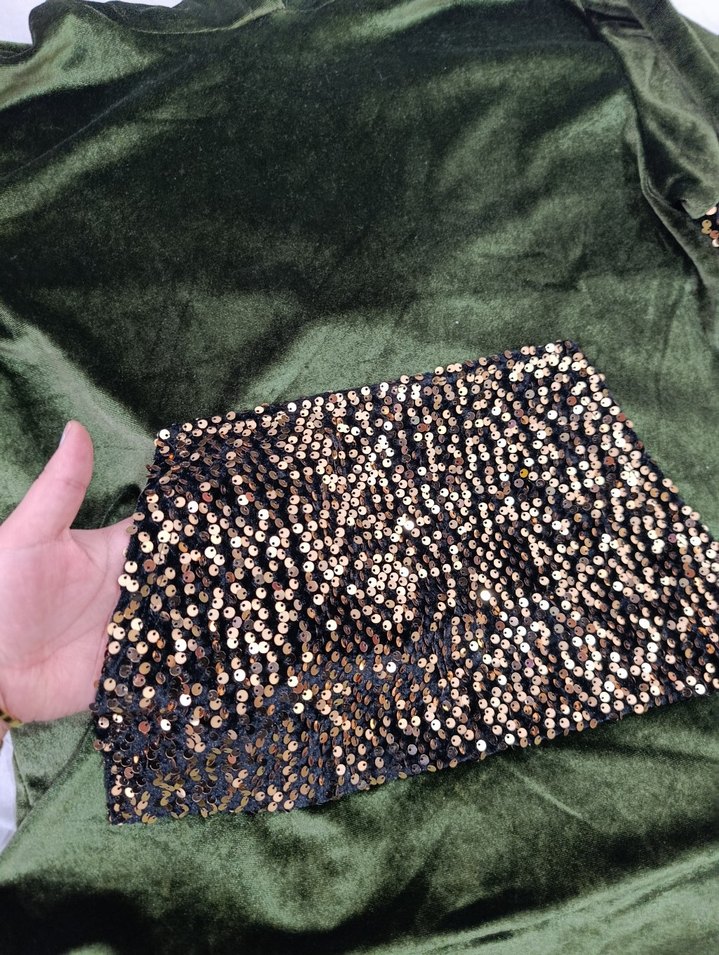 Yeşil Payetli Uzun Kollu Kadın Sweatshirt - Görsel 2