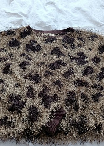 Kahverengi Leopar Desenli Kadın Kazak - Görsel 2