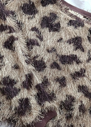 Kahverengi Leopar Desenli Kadın Kazak - Görsel 3