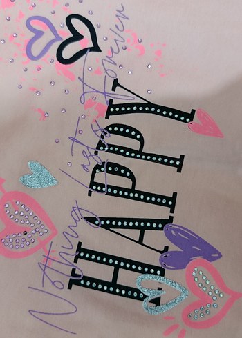 Pembe Pastel Renkli Kız Çocuk Tişört - Görsel 2