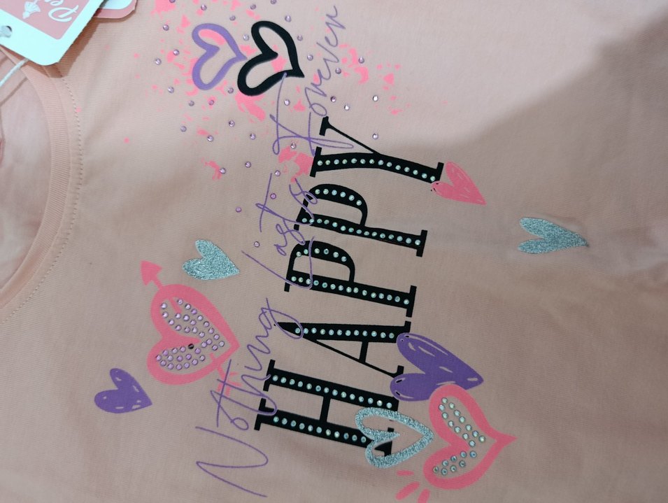 Pembe Pastel Renkli Kız Çocuk Tişört - Görsel 2