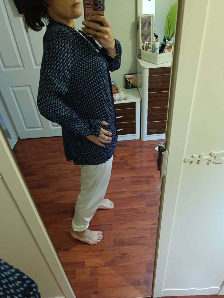 Lacivert Bağlamalı Kadın gömlek - Görsel 2