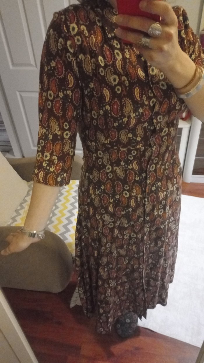 Bohem Tarzı Kahverengi Desenli Elbisesi - Görsel 4