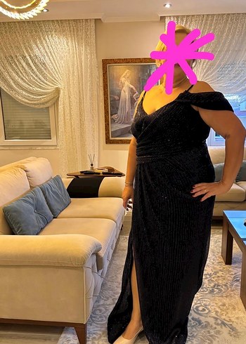 Koyu lacivert  Drapeli Uzun Abiye Elbise - Görsel 4