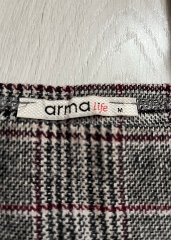 Kadın Gri Kareli Kemerli Midi Salopet - Görsel 2