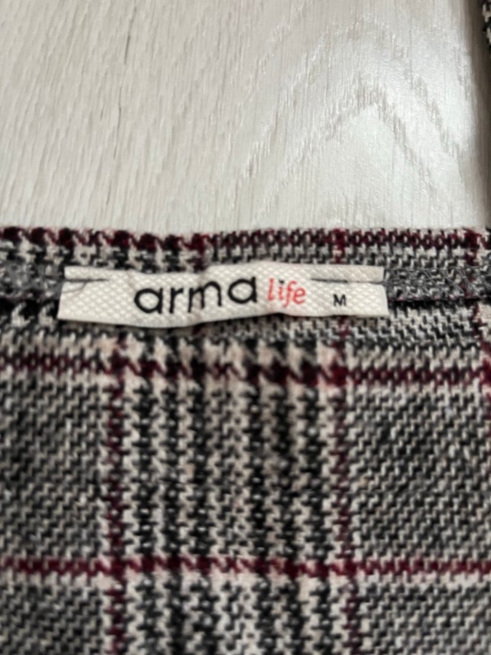 Kadın Gri Kareli Kemerli Midi Salopet - Görsel 2