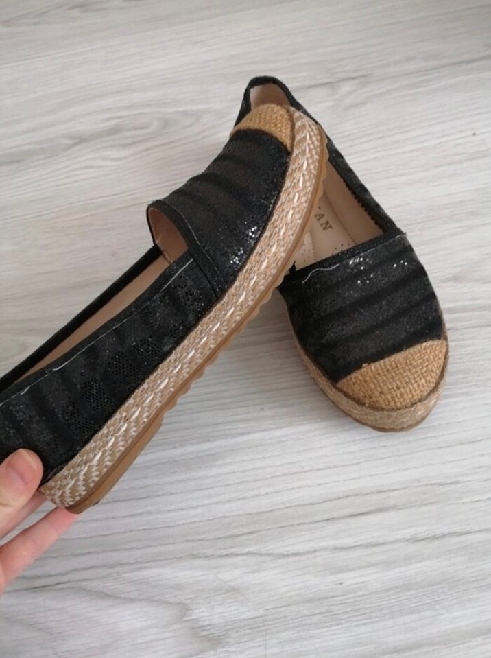 Kadın Siyah Yılan Desenli Dolgu Topuk Espadril - Görsel 2