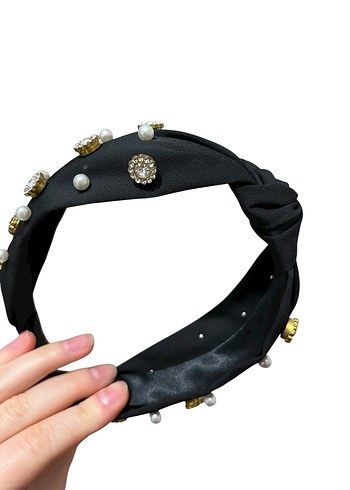 İnci ve Taş Detaylı Siyah Taç - Görsel 3